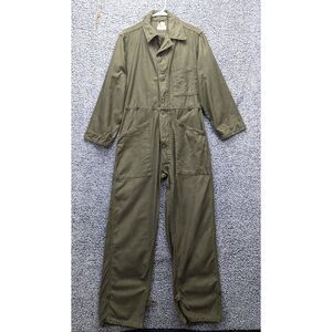 VTG US Military Cotton Sateen Coveralls Mens S Distressed Paint Splatter Green